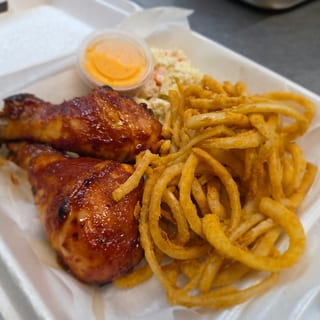 2 BBQ Chicken Legs W/ Coleslaw